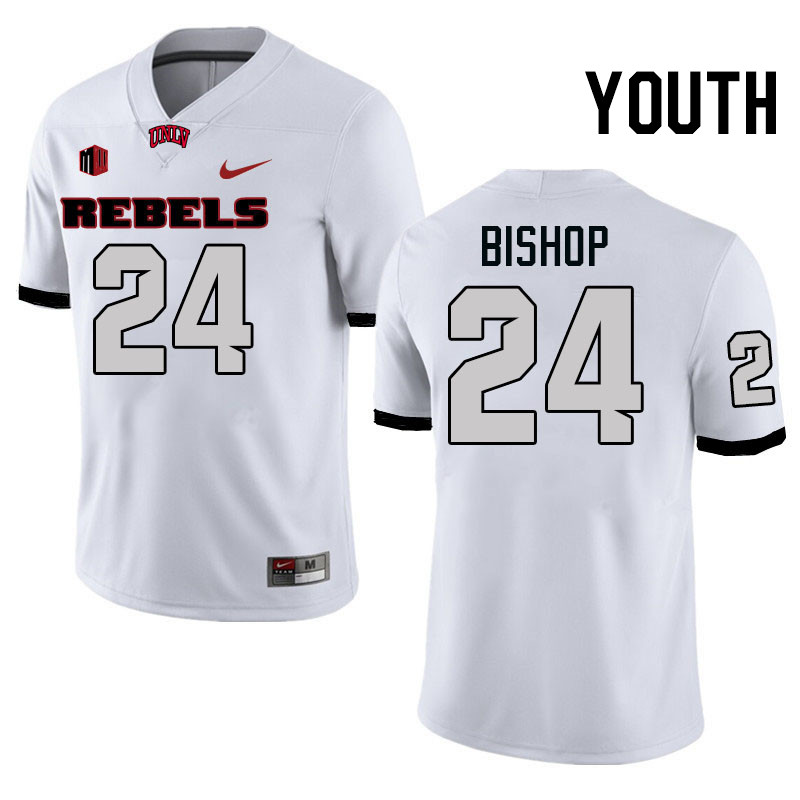 Youth #24 LaDarrius Bishop UNLV Rebels College Football Jerseys Stitched-White